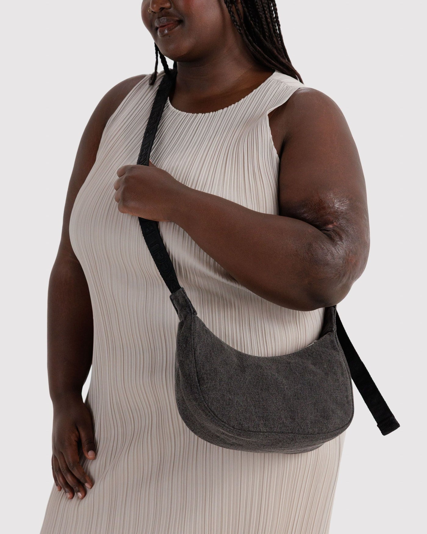 Small Denim Crescent Bag F9
