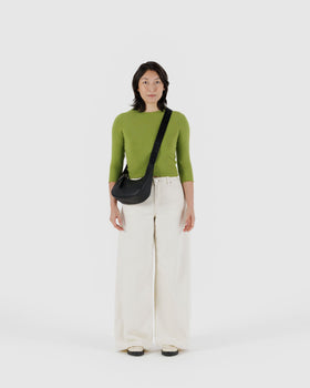 Small Recycled Leather Crescent Bag L4