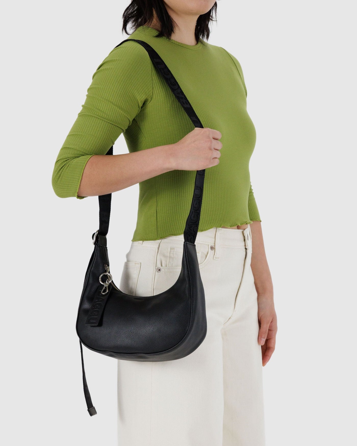 Small Recycled Leather Crescent Bag L4