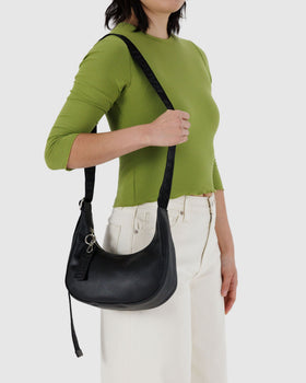 Small Recycled Leather Crescent Bag L4