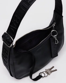 Small Recycled Leather Crescent Bag L4